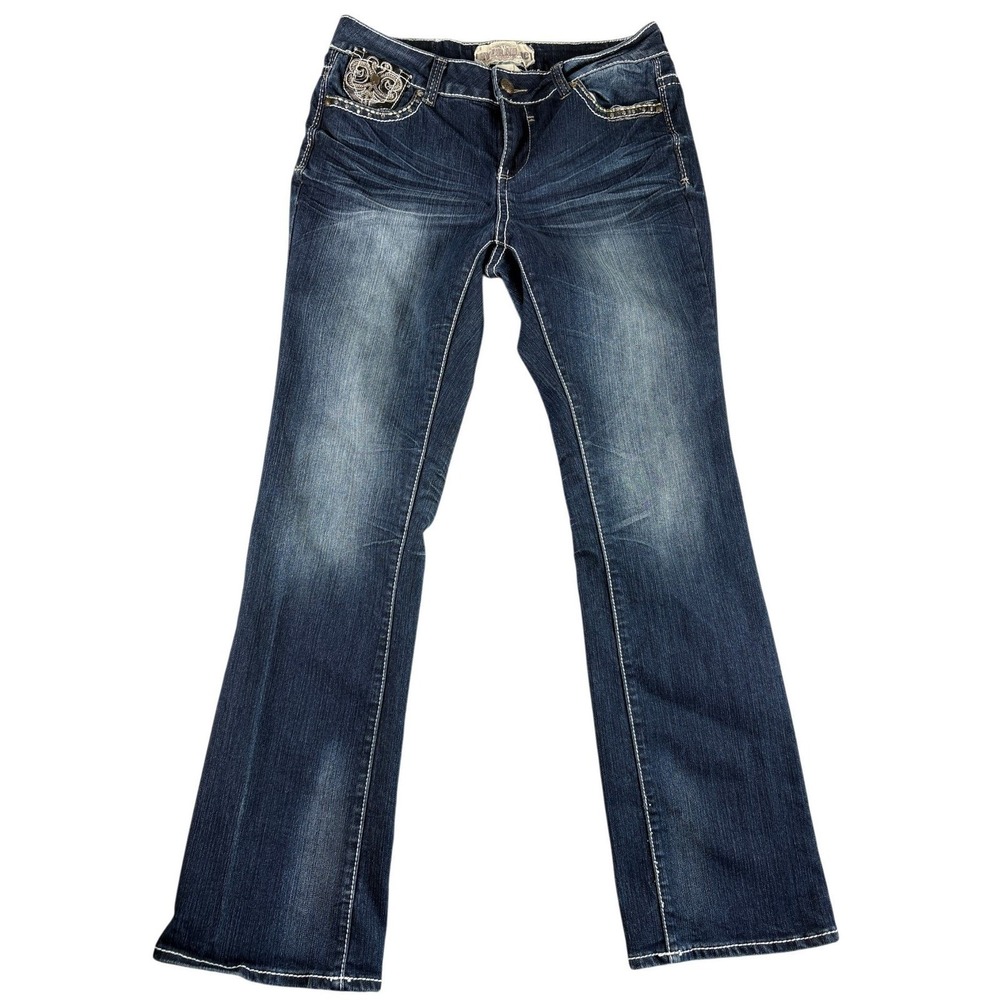 Hydraulic Bootcut Jeans Women 16 Blue Denim Premium Stretch Y2K Dark Wash Rugged